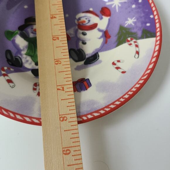 Jingle All The Way Dancing Snowmen Blue Snow-Covered Candy Cane Plate - Picture 7 of 7